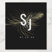 Minimalistisch Faux Gold Feather Bohemian Wedding Wijn Etiket (Enkel label)