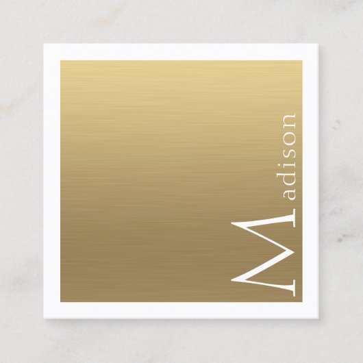 Minimalistisch Faux Gold Square Visitekaartje (Voorkant)