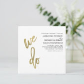 Minimalistisch Faux Gold Typography Wedding Kaart (Staand voorkant)