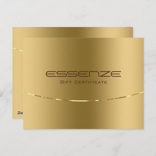 Minimalistisch faux gouden textuur cadeaubon briefkaart (Voorkant / Achterkant)