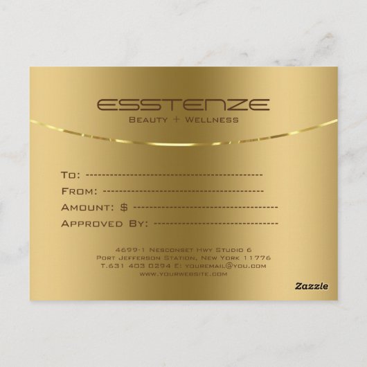 Minimalistisch faux gouden textuur cadeaubon briefkaart (Achterkant)
