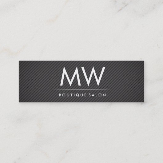 Minimalistisch Faux Linen Monogram Mini Visitekaartje (Voorkant)
