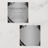 Minimalistisch Faux Metallic Zilver Geborsteld Vierkante Visitekaartje (Voorkant / Achterkant)