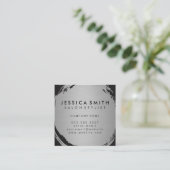 Minimalistisch Faux Metallic Zilver Geborsteld Vierkante Visitekaartje (Staand voorkant)