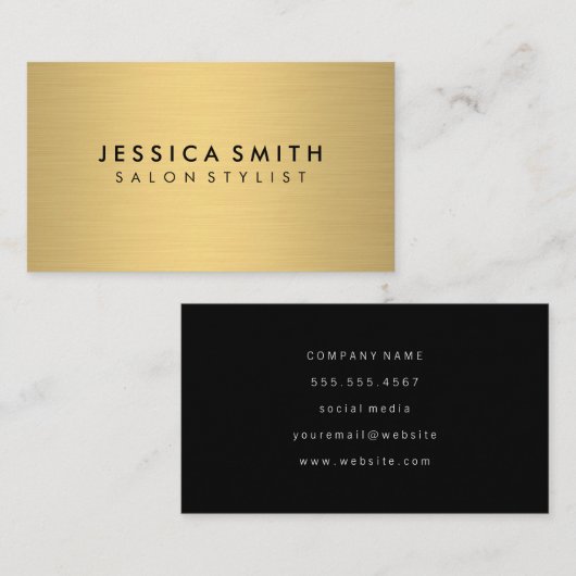 Minimalistisch Faux metallisch goud geborsteld Visitekaartje (Voorkant / Achterkant)
