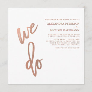 Minimalistisch Faux Roos Gold Typography Wedding Kaart