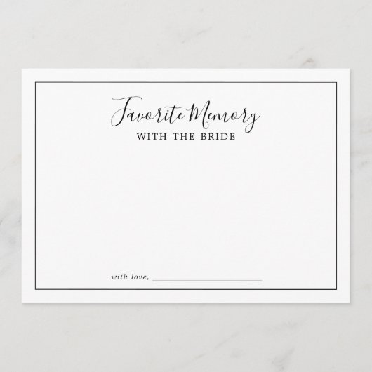 Minimalistisch favoriet geheugen met het bruidsspe advieskaart (Voorkant)