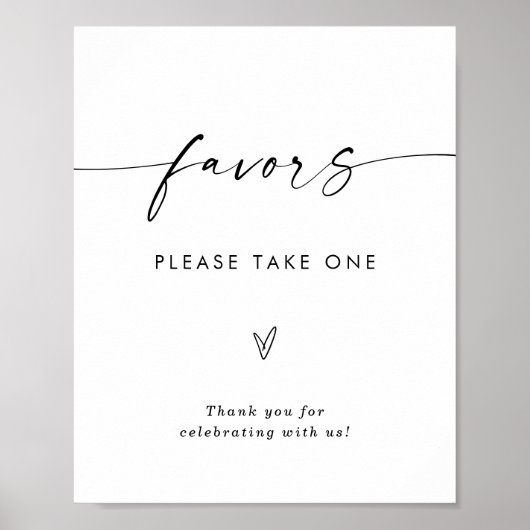 Minimalistisch Favors Bord, Modern Trouwfeest Favo Poster (Voorkant)