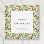 Minimalistisch feestelijk patroon Vrolijk kerstfee Bedankjes Labels (Voorkant)