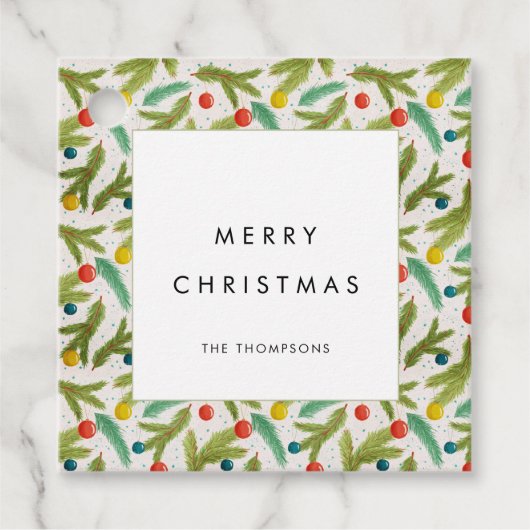 Minimalistisch feestelijk patroon Vrolijk kerstfee Bedankjes Labels (Voorkant)