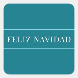 Minimalistisch Feliz Navidad Blauwgroen Kerstmis Vierkante Sticker