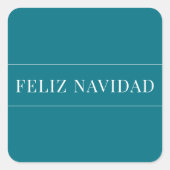 Minimalistisch Feliz Navidad Blauwgroen Kerstmis Vierkante Sticker (Voorkant)