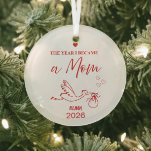 Minimalistisch Festieve Rood Het Jaar Dat Ik Moede Glas Ornament