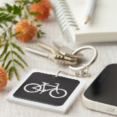 Minimalistisch Fietssymbool Zwart en Wit Sleutelhanger (Voorkant Rechts)