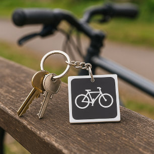 Minimalistisch Fietssymbool Zwart en Wit Sleutelhanger
