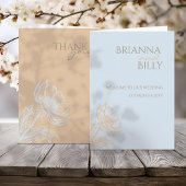 Minimalistisch floraal gevouwen bruiloft programma