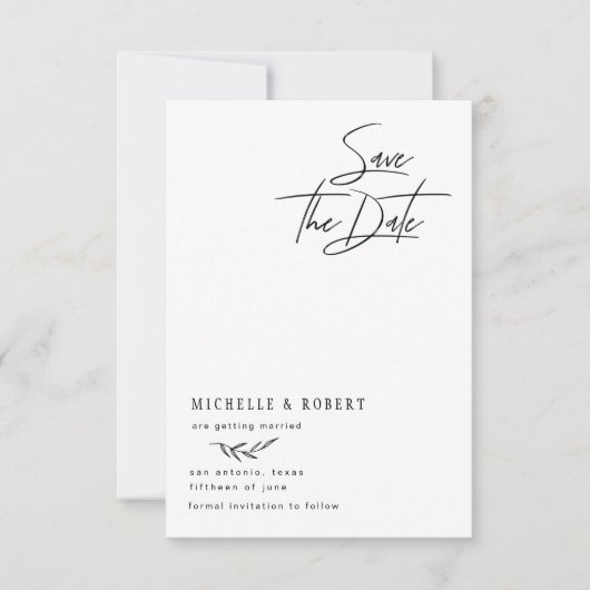 Minimalistisch Floral Black Stropdas Foto slaat de Kaart (Voorkant)