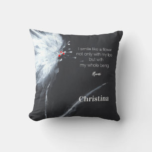 Minimalistisch Floral Black White Name Sierkussen