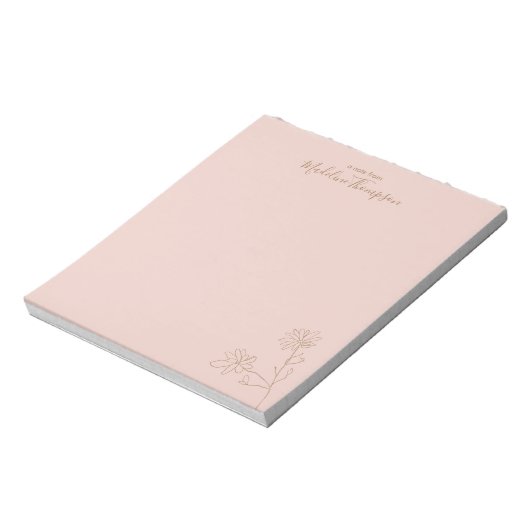 Minimalistisch 'Floral Blush Pink Gold Script' Notitieblok (Linkerzijde)