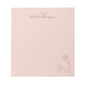 Minimalistisch 'Floral Blush Pink Gold Script' Notitieblok (Voorkant)