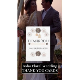 Minimalistisch Floral Boho-fotohuwelijk Bedankkaart