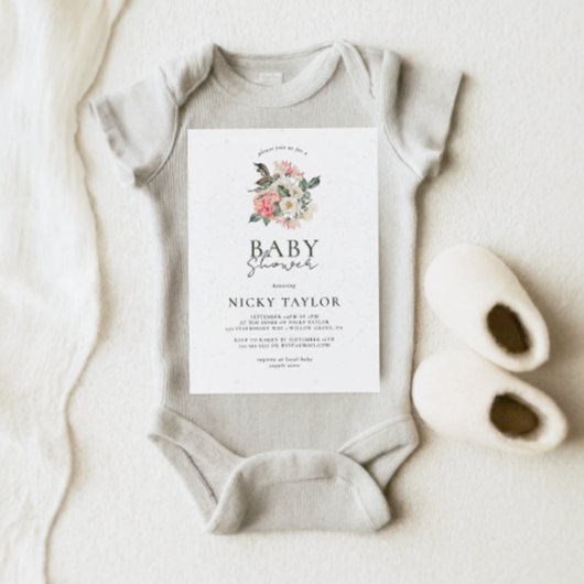 Minimalistisch Floral Bouquet Baby shower Kaart
