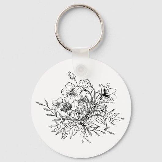 Minimalistisch Floral Bouquet Sleutelhanger (Voorkant)