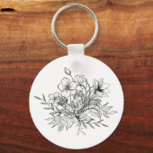 Minimalistisch Floral Bouquet Sleutelhanger (Voorkant)