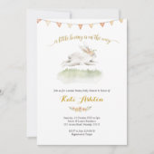 Minimalistisch Floral Bunny is onderweg Baby showe Kaart (Voorkant)