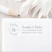 Minimalistisch Floral Dusty Blue Monogram Etiket (Insitu)