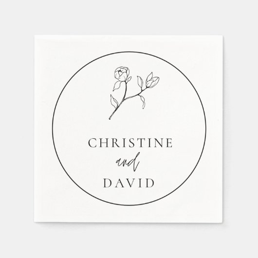 Minimalistisch Floral Elegant Wedding Servet (Voorkant)