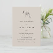 Minimalistisch Floral Monogram Elegant Eenvoudig N Kaart (Staand voorkant)