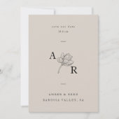 Minimalistisch Floral Monogram Elegant Eenvoudig N Save The Date (Voorkant)