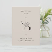 Minimalistisch Floral Monogram Elegant Eenvoudig N Save The Date (Staand voorkant)