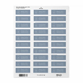 Minimalistisch Floral Plain Dusty Blue Monogram Etiket (Full Sheet)
