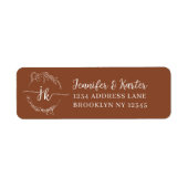 Minimalistisch Floral Plain Terracotta Monogram Etiket (Voorkant)