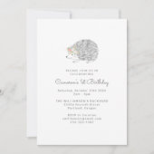 Minimalistisch Floral Porcupine Cute, 1ste verjaar Kaart (Voorkant)