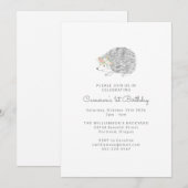 Minimalistisch Floral Porcupine Cute, 1ste verjaar Kaart (Voorkant / Achterkant)