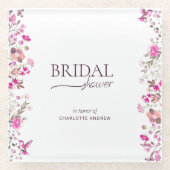 Minimalistisch Floral Ruby Roos Vrijgezellenfeest Glazen Onderzetter (Voorkant)