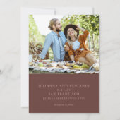 Minimalistisch Floral Script Rustic Brown Foto Save The Date (Achterkant)