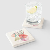 Minimalistisch Floral Stenen Onderzetter (Zijkant)