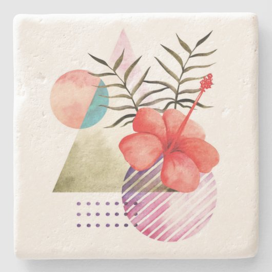 Minimalistisch Floral Stenen Onderzetter (Voorkant)