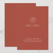 Minimalistisch Floral Terracotta Drawing Boho Wedd Save The Date (Voorkant / Achterkant)