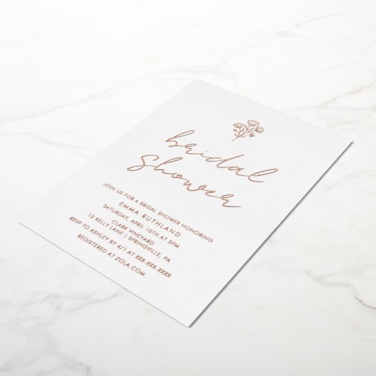 Minimalistisch Floral Vrijgezellenfeest Roos Gold Folie Uitnodiging (Gedraaid)