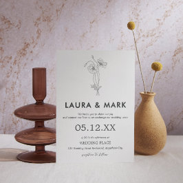 Minimalistisch Floral Wedding Kaart