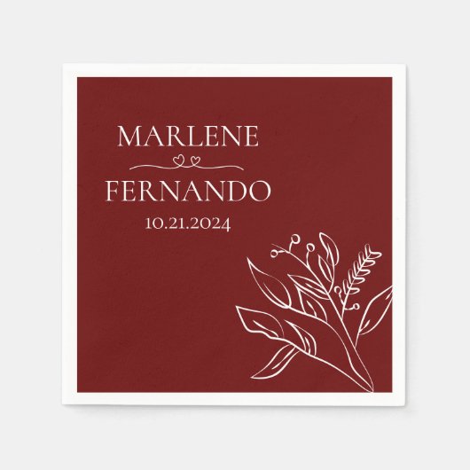 Minimalistisch Floral Wedding Napkins Servet (Voorkant)