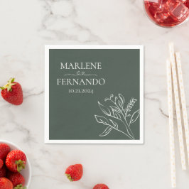 Minimalistisch Floral Wedding Napkins Servet