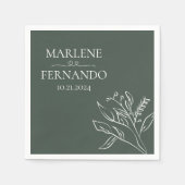 Minimalistisch Floral Wedding Napkins Servet (Voorkant)