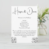 Minimalistisch Floral Wedding Programma Programmakaart (Staand voorkant)