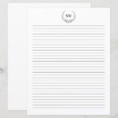 Minimalistisch Floral Wreath Monogram briefpapier (Voorkant / Achterkant)